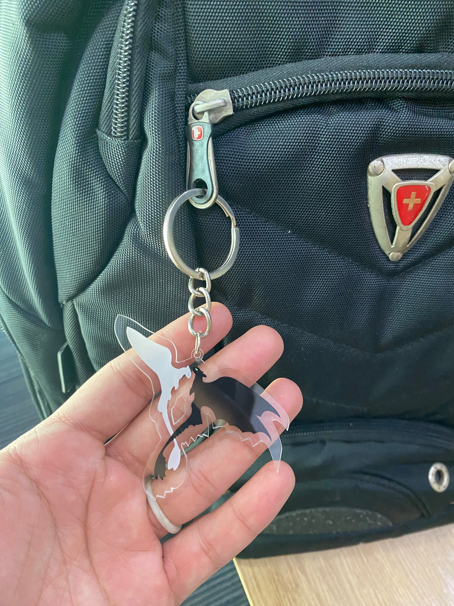 Black and white fury keychain