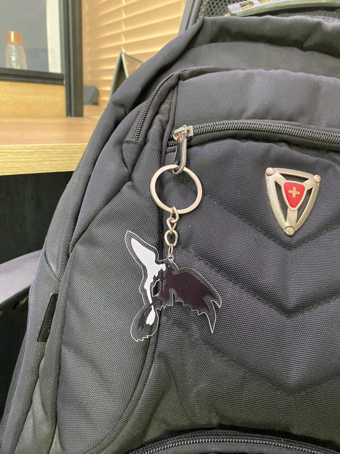 Black and white fury keychain