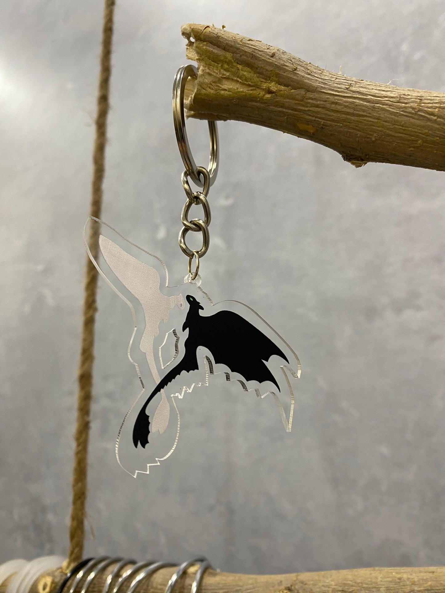 Black and white fury keychain