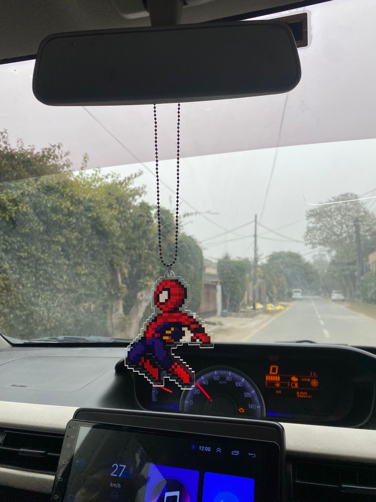 Spiderman car hanging