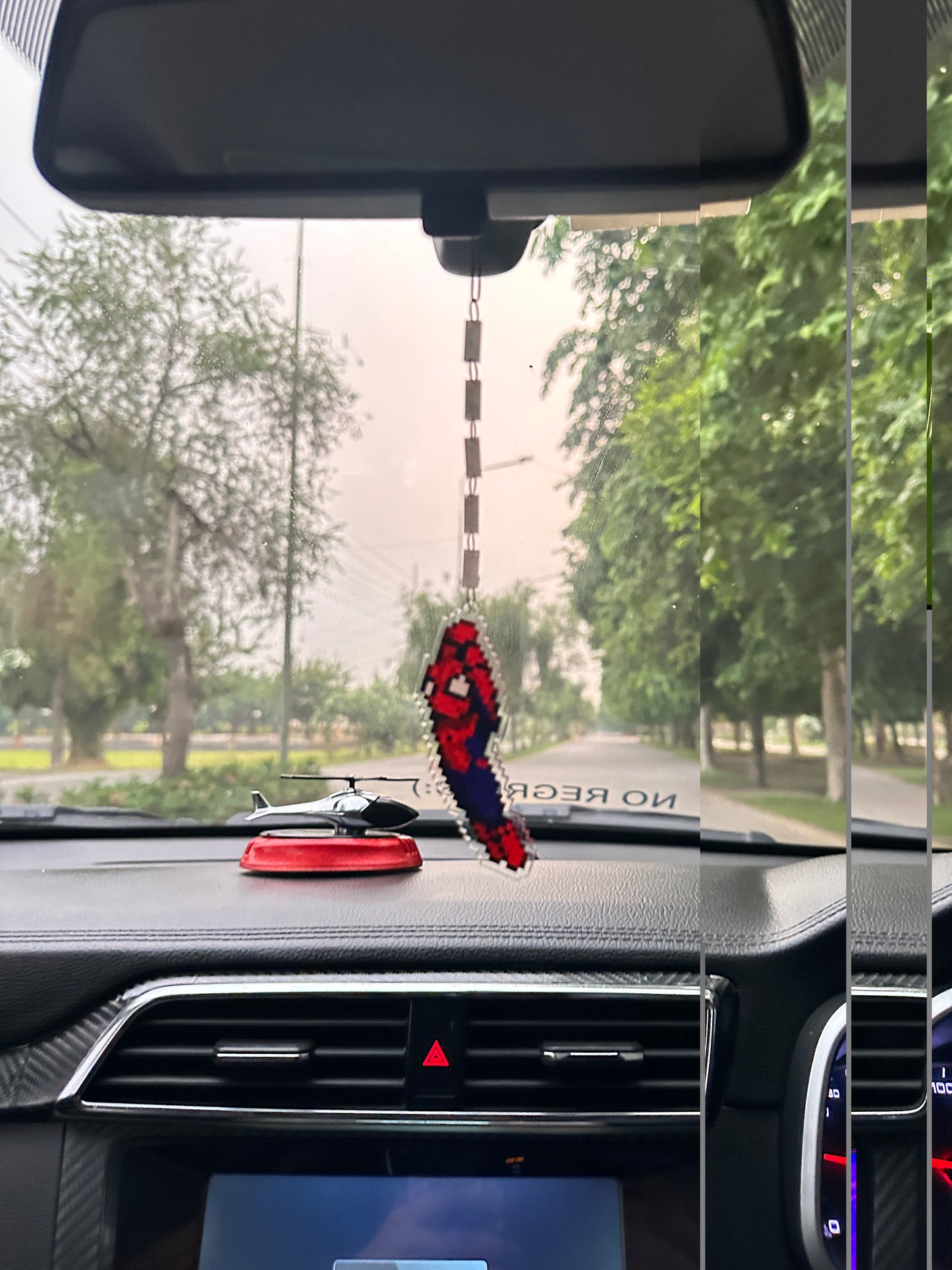 Spiderman car hanging