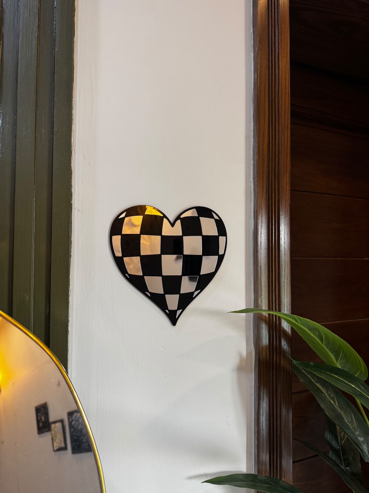 Checker Heart Mirror Wall Art
