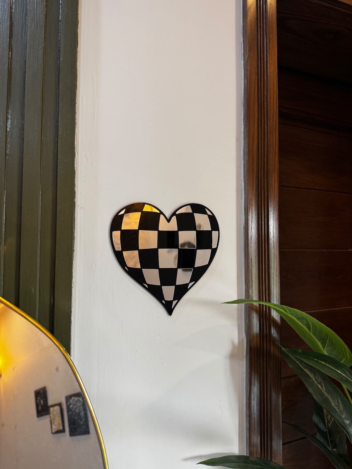 Checker Heart Mirror Wall Art