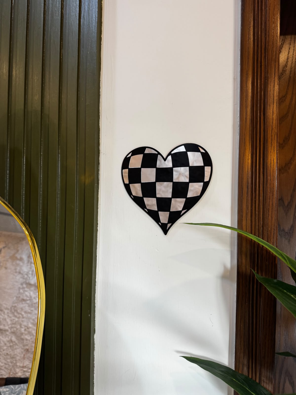 Checker Heart Mirror Wall Art