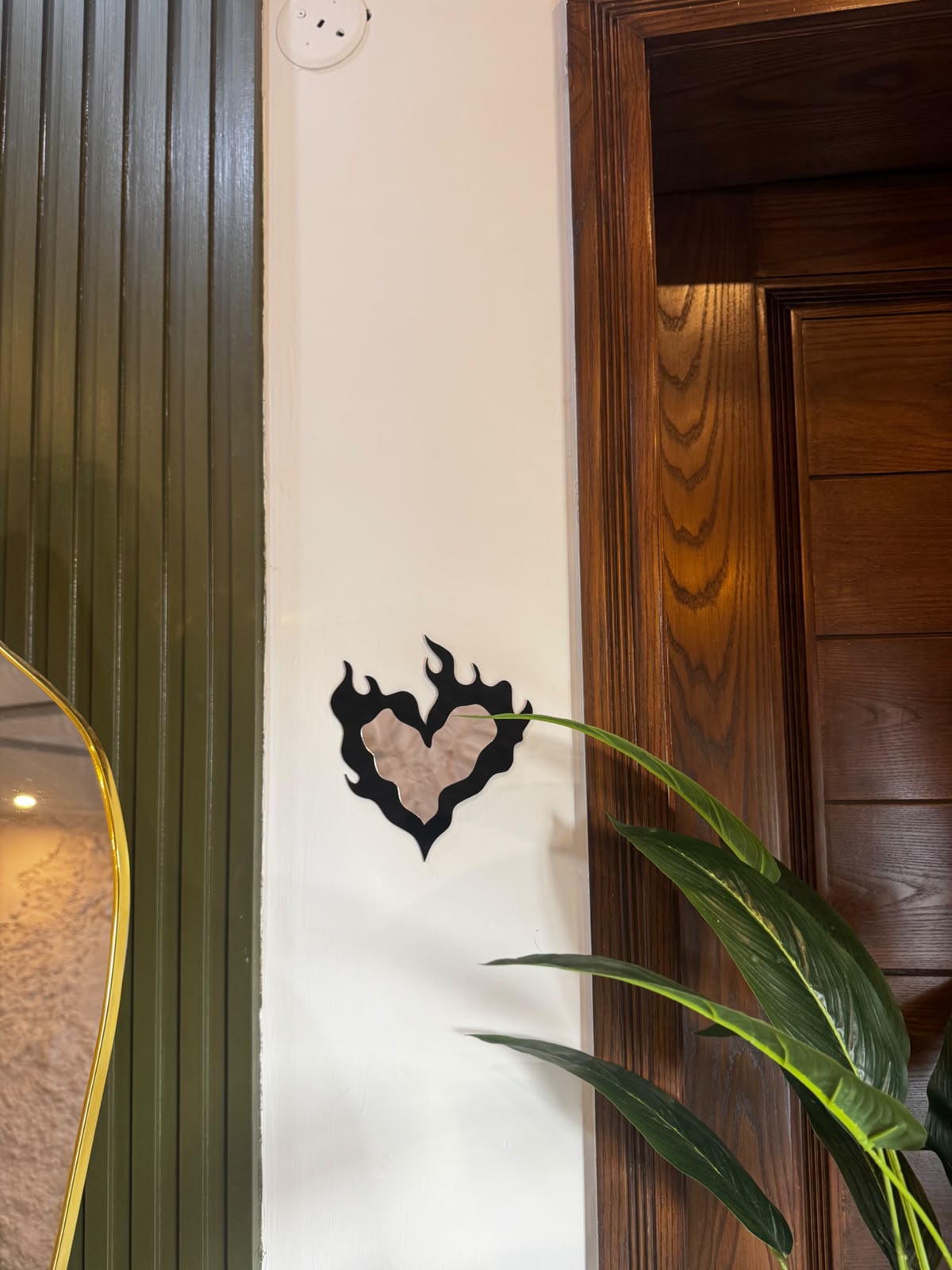 Flaming heart mirror wall art