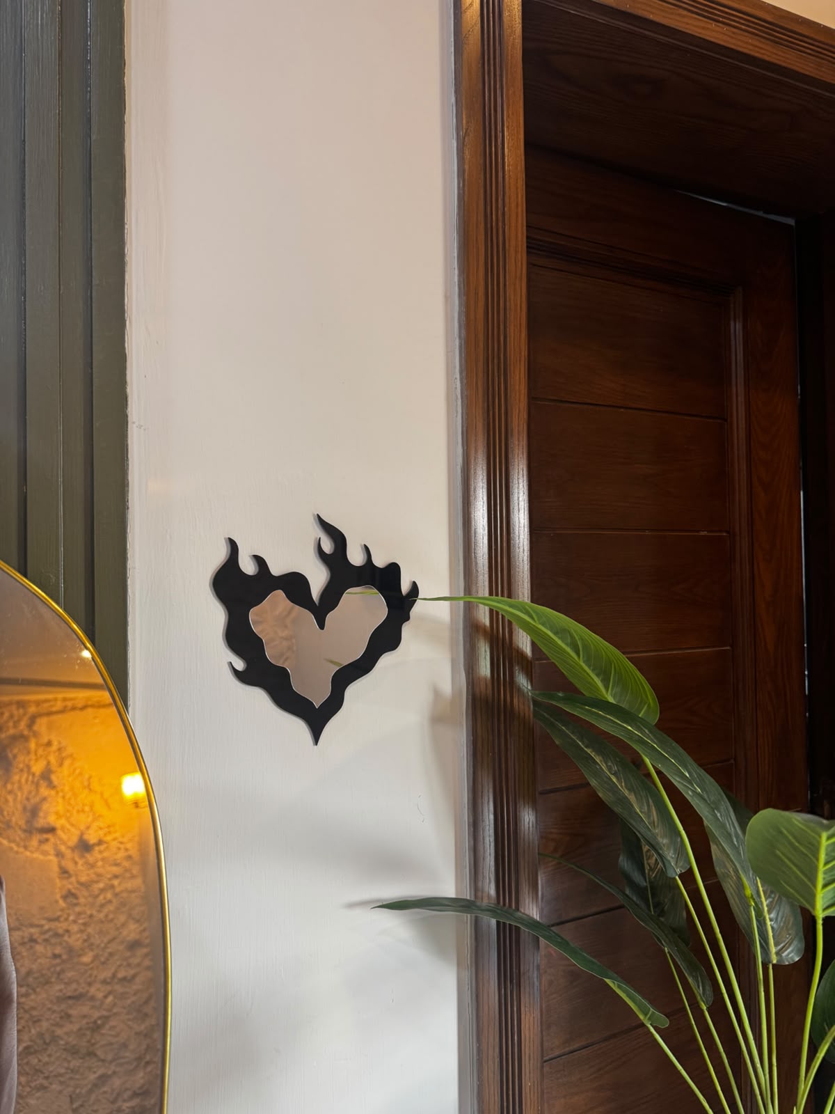 Flaming heart mirror wall art