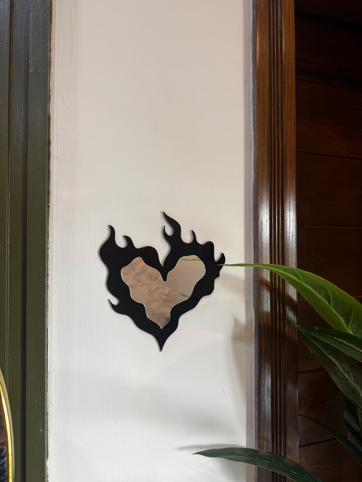 Flaming heart mirror wall art