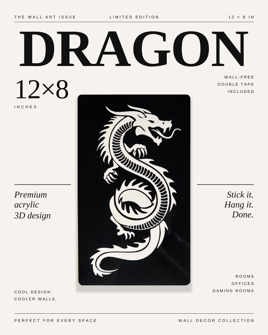 Layered Dragon acrylic wall decor