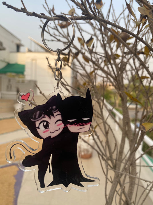 Batman and catwomen keychain
