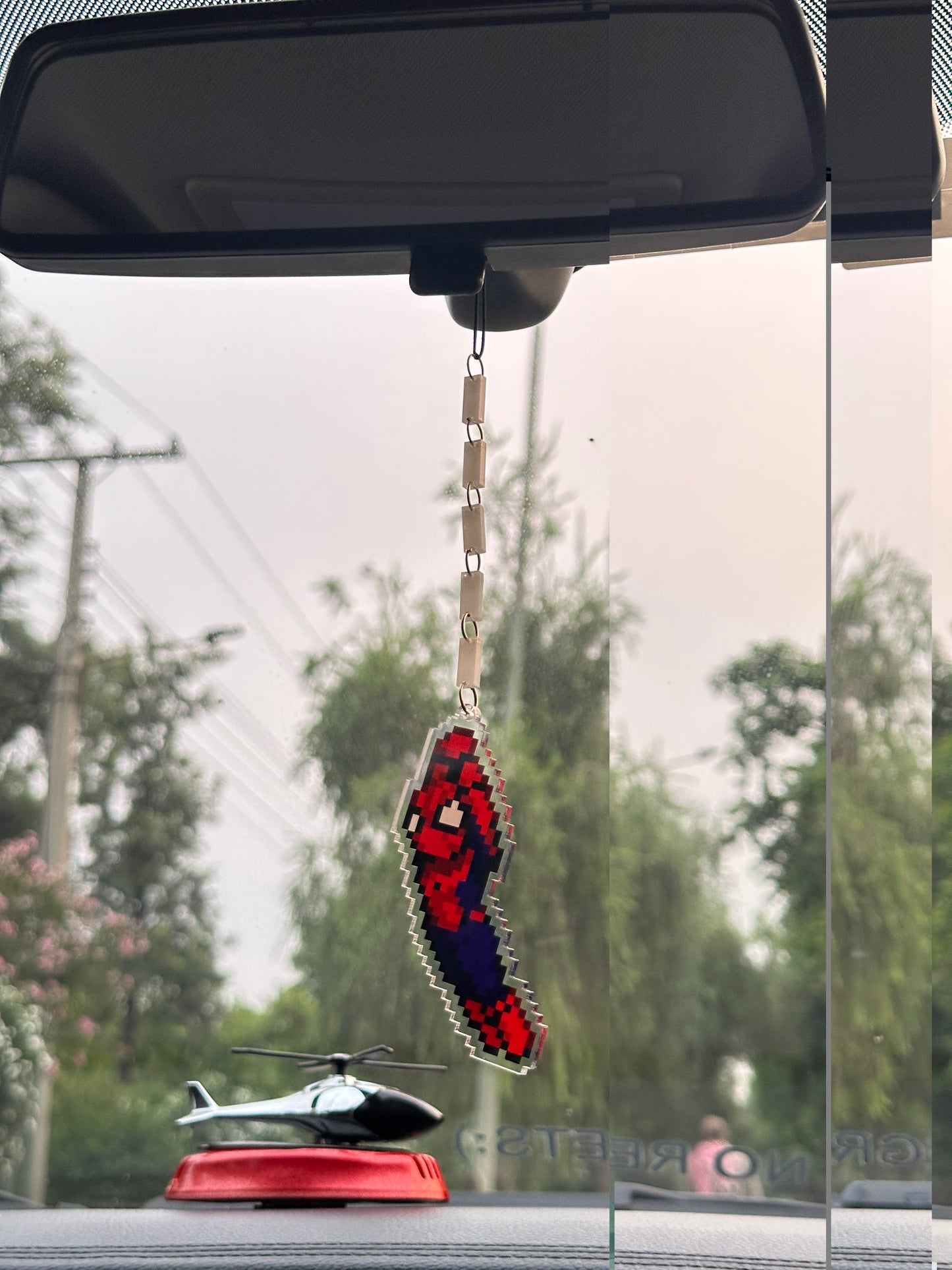 Spiderman car hanging