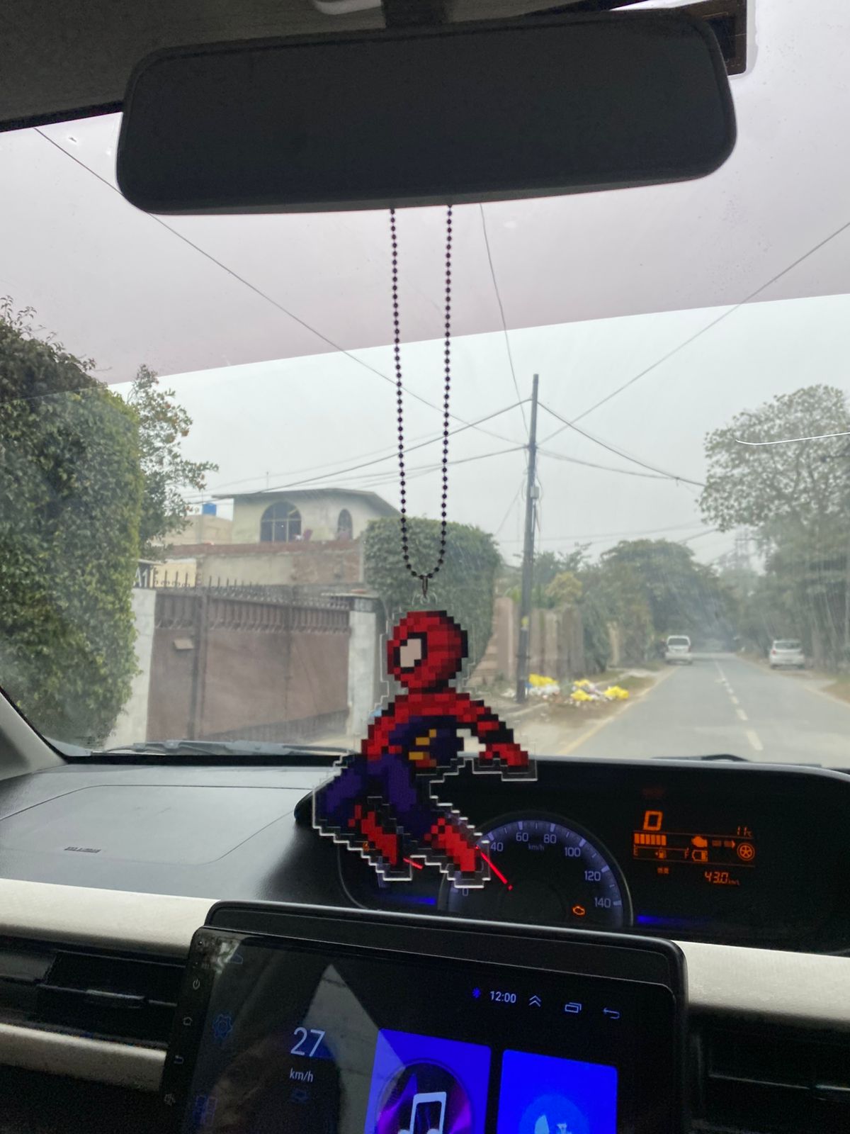 Spiderman car hanging